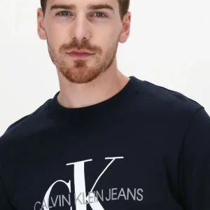 magasin en ligne Calvin Klein Chandail Iconic Monogram Crewneck En Bleu 11