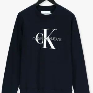 magasin en ligne Calvin Klein Chandail Iconic Monogram Crewneck En Bleu 13