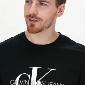 Calvin Klein T-shirt Iconic Monogram Ss Slim Tee En Noir solde en ligne 11