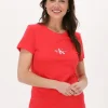 Calvin Klein T-shirt Monogram Slim Tee En Rouge REMISE 19