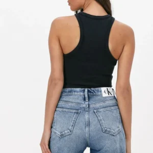 Calvin Klein Haut Acid Wash Rib Tank Top En Noir pas cher en ligne 9