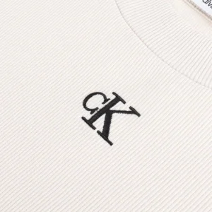magasin Calvin Klein T-shirt Ck Rib Cropped Slim Tee Blanc 15