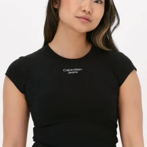 Nouvelle tendance Calvin Klein T-shirt Stacked Logo Tight Tee En Noir 11