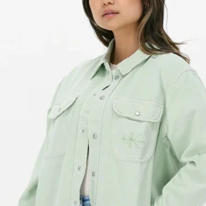 Calvin Klein Blouse Shirt Jacket Bleu Clair vente chaude 11