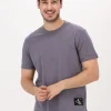 Calvin Klein T-shirt Badge Turn Up Sleeve En Gris à prix d'occasion 17