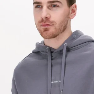 magasin solde Calvin Klein Chandail Monogram Logo Hoodie En Gris 11
