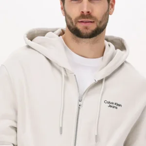 en vente Calvin Klein Gilet Stacked Logo Zip-through En Beige 11