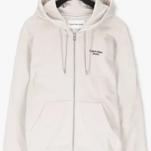 en vente Calvin Klein Gilet Stacked Logo Zip-through En Beige 13