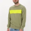 Calvin Klein Chandail Blocking Institutional Crew Neck En Vert magasin solde 19