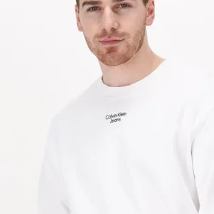 site officiel Calvin Klein Chandail Stacked Logo Crew Neck En Blanc 11