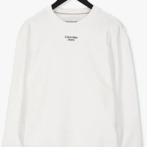 site officiel Calvin Klein Chandail Stacked Logo Crew Neck En Blanc 13