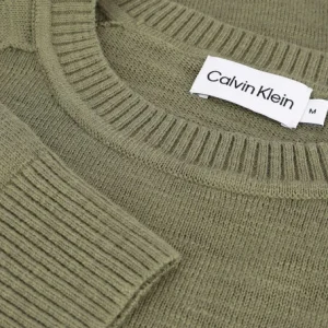 Calvin Klein Pull Slub Texture Sweater En Vert fashioniable 15
