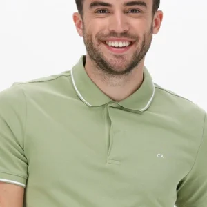 Calvin Klein Polo Stretch Pique Tipping Slim Polo En Vert boutique 11