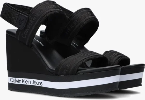 Calvin Klein Wedge Sandal Sling Sandales En Noir se précipiter pour acheter 3