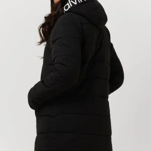 site soldes Calvin Klein Veste Matelassé Logo Hood Lw Padded Coat En Noir 9