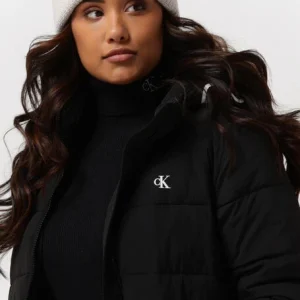 site soldes Calvin Klein Veste Matelassé Logo Hood Lw Padded Coat En Noir 11