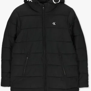 site soldes Calvin Klein Veste Matelassé Logo Hood Lw Padded Coat En Noir 13