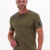 Acheter Calvin Klein T-shirt Monogram Badge Waffle Ss Tee Olive 19