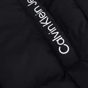 Calvin Klein Veste Matelassé Long Quilted Puffer Coat En Noir marque pas cher 7