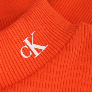 Meilleur Prix Calvin Klein T-shirt Mock Neck Rib Top En Rouge 7