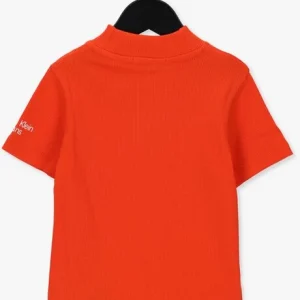 Meilleur Prix Calvin Klein T-shirt Mock Neck Rib Top En Rouge 9