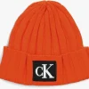 soldes de Noël Calvin Klein Monogram Rib Beanie Bonnet En Rouge 13