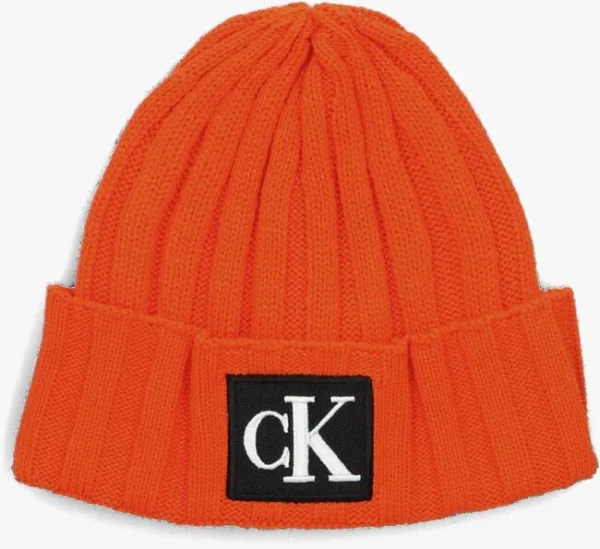 soldes de Noël Calvin Klein Monogram Rib Beanie Bonnet En Rouge 1