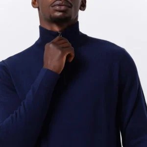 Calvin Klein Pull Superior Wool Quarter Zip Bleu Foncé Meilleur Prix Garanti 11
