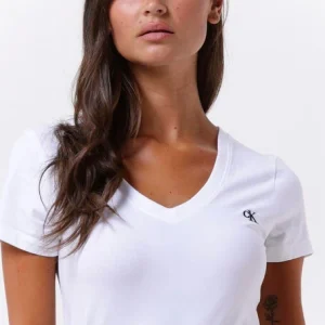 beauté Calvin Klein T-shirt Ck Embroidery Stretch En Blanc 11