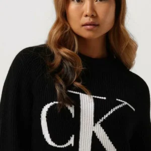Calvin Klein Pull Blown Up Ck High Neck Sweater En Noir Retour gratuit en magasin. 11