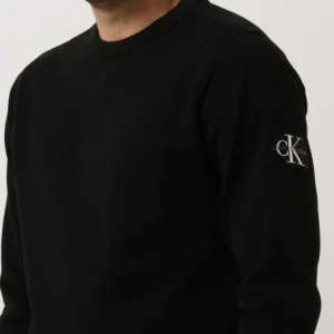 Calvin Klein Chandail Monogram Sleeve Badge Cn En Noir Meilleur Prix 11