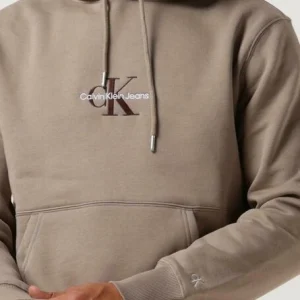 Calvin Klein Pull Monologo Hoodie En Taupe ﻿soldes 11