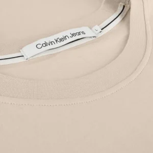 Calvin Klein T-shirt Badge Turn Up Sleeve En Beige magasin france 15