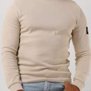 achat pas cher Calvin Klein Chandail Monologo Badge Waffle Ls Tee En Beige 11