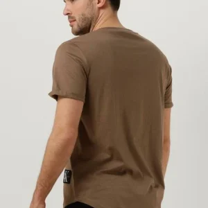 Calvin Klein T-shirt Badge Turn Up Sleeve En Marron Neuve avec étiquette 9