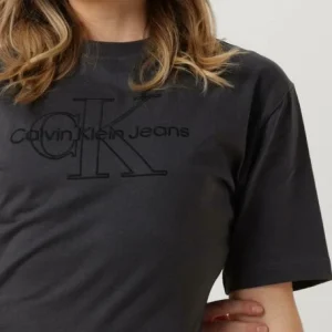 Calvin Klein Mini Robe Embroidered Monologo Tee Dress En Gris ﻿soldes 11