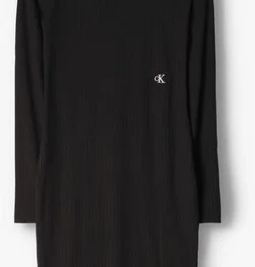 Calvin Klein Robe Midi Shiny Rib High Neck Dress En Noir outlet soldes 13