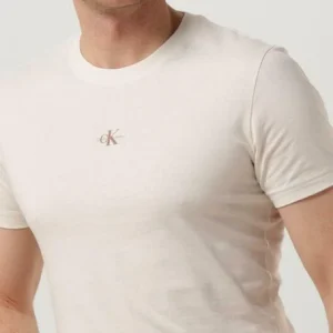 meilleur cadeau Calvin Klein T-shirt Micro Monologo Tee Blanc 11